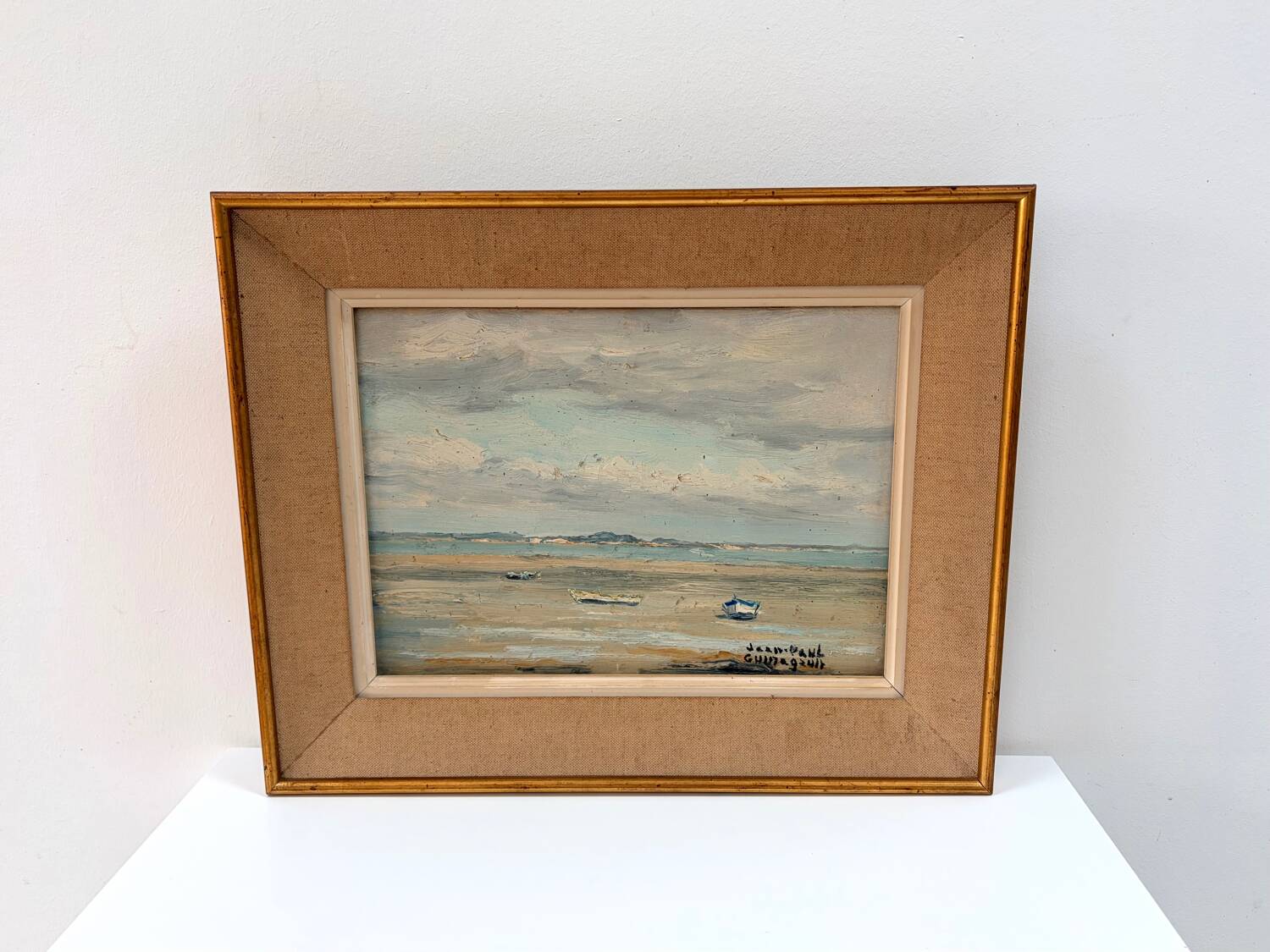 Marine Oil on canvas by JP. Guinegault (36 x 45)