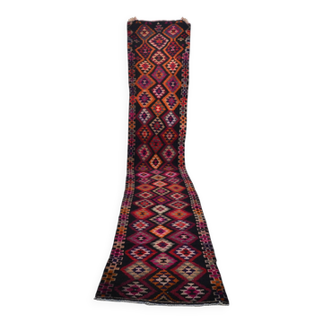 Extra Long Oushak Vintage Runner Rug