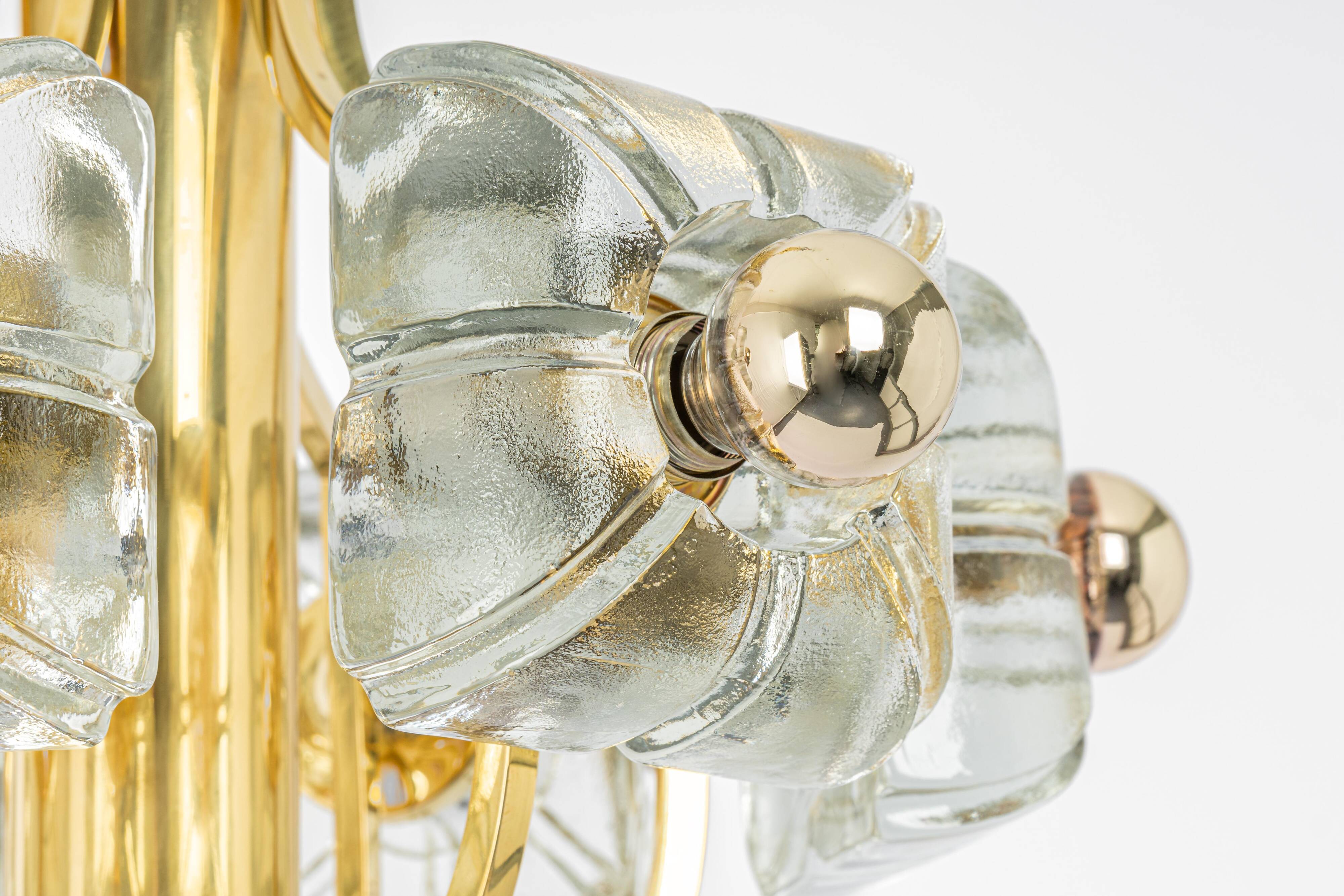 Large brass and crystal glass pendant by Sische, Germany, 1970s.