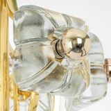 Large brass and crystal glass pendant by Sische, Germany, 1970s.