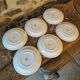 Vintage dessert plates, nesting set by Michel Hamon, Gien Prisunic