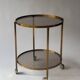 Rolling dessert trolley in brass and smoked glass, 1960