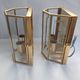 Pair of Italian gold-plated brass wall sconces with beveled glass