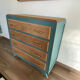 Renovated oak compass foot chest of drawers