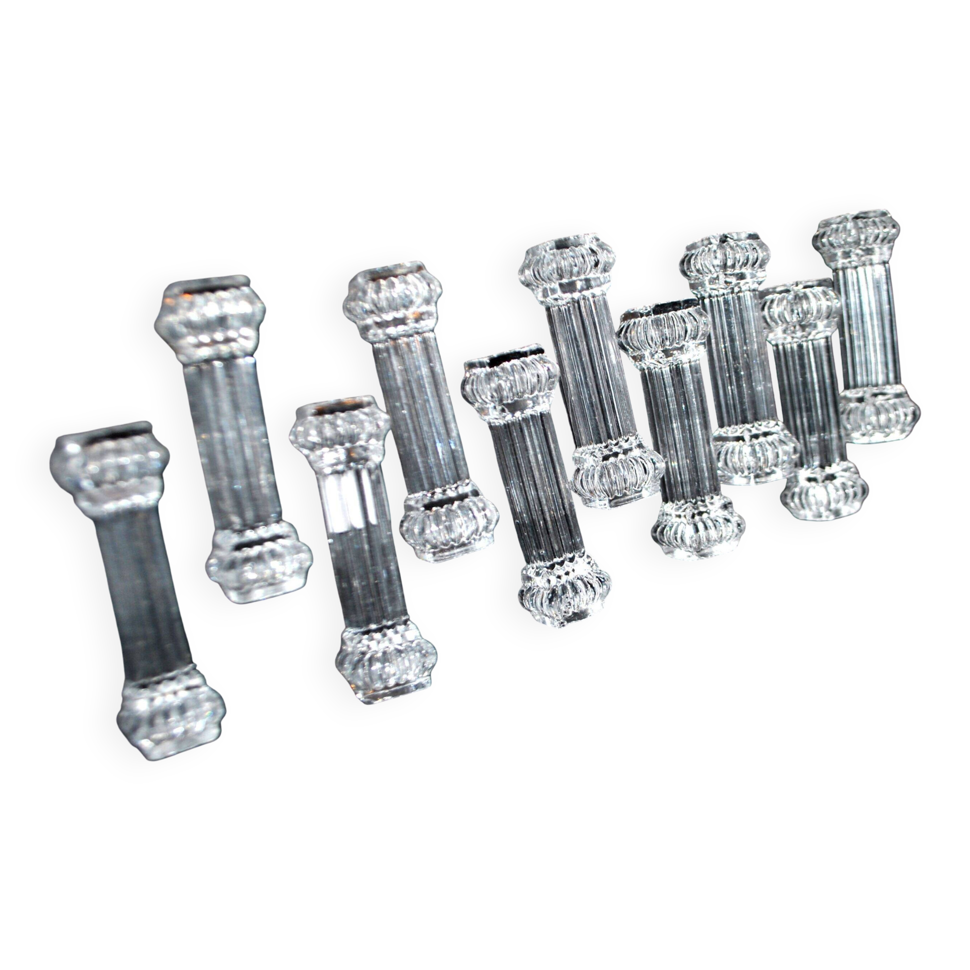 Portieux set of 10 antique molded glass knife rests – tableware