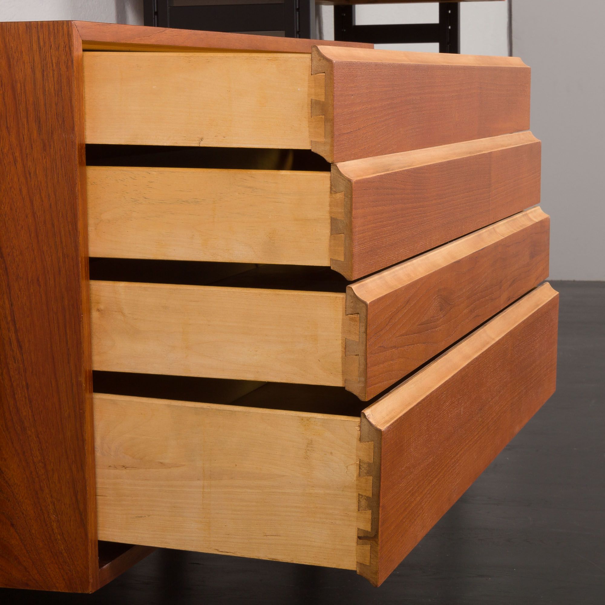 Scandinavian freestanding teak shelving unit by Ollie Borg for Asko Finland, Denmark, 1960s
