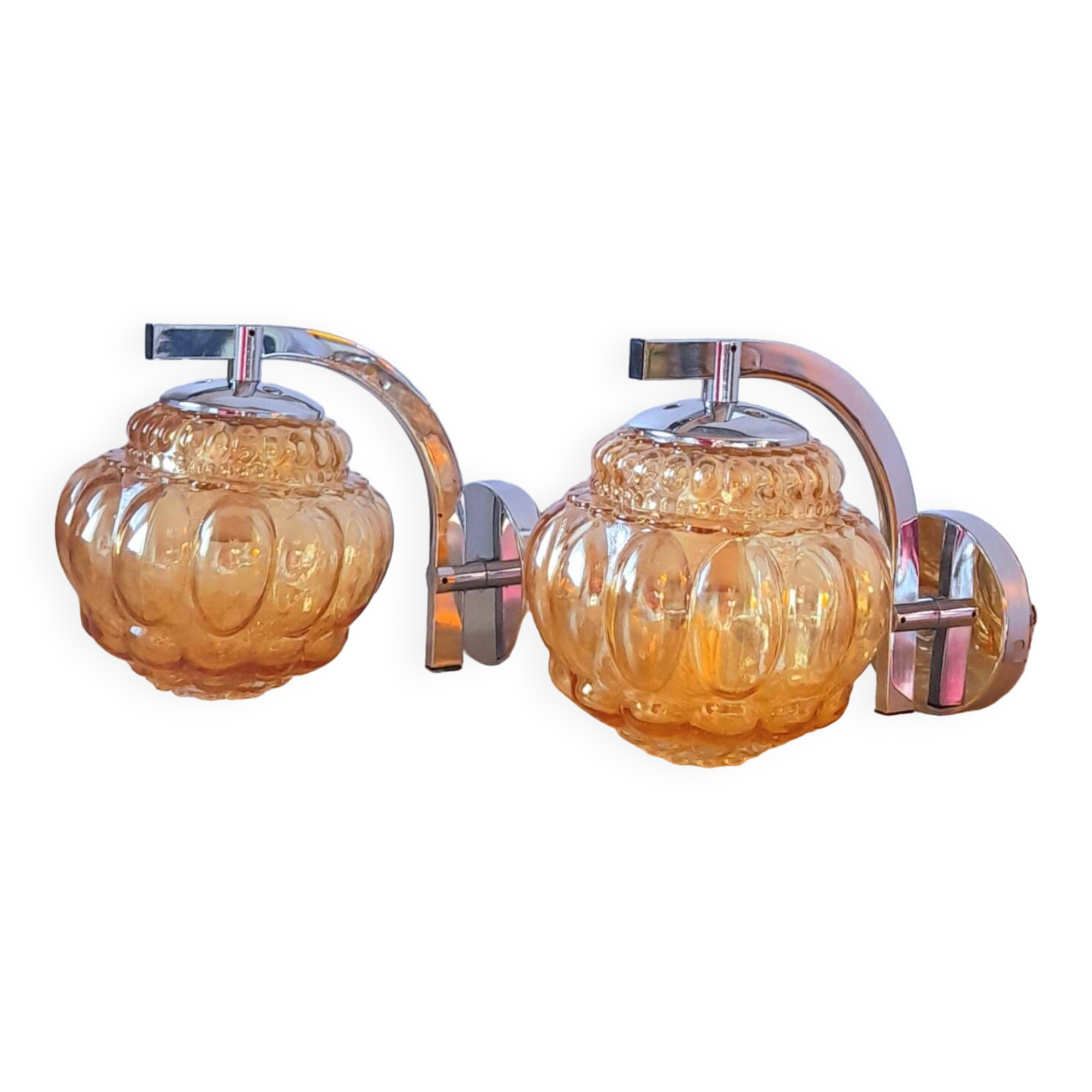 Pair of 70s ball wall lights