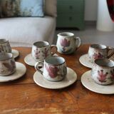 Stoneware coffee service signed Gustave Le Murier – 6 cups, 6 saucers