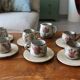 Service à café en grès signé Gustave Le Murier – 6 tasses, 6 soucoupes