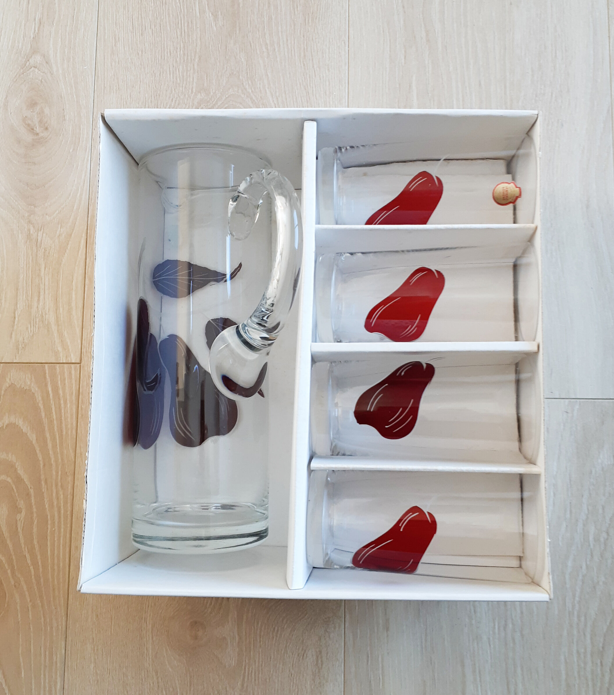 Carafe service and glass with orangeade or bohemian crystal water