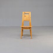 Ensemble de chaises de salle à manger en bois de pin des années 70 / 4