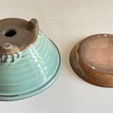 Vintage ceramic tripod pot and saucer