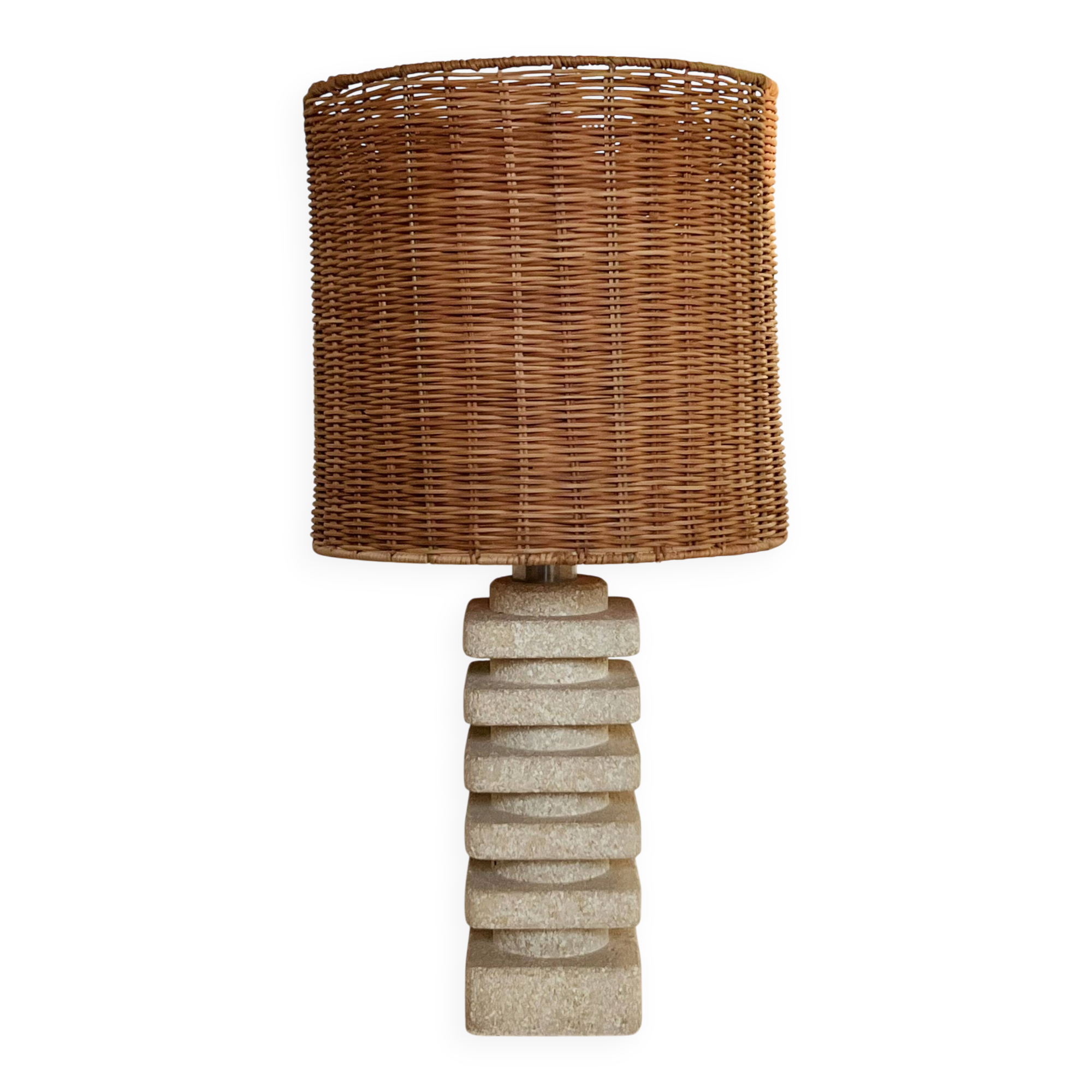 Living room lamp made of sculpted stone in the style of Tormos, France 1970s.