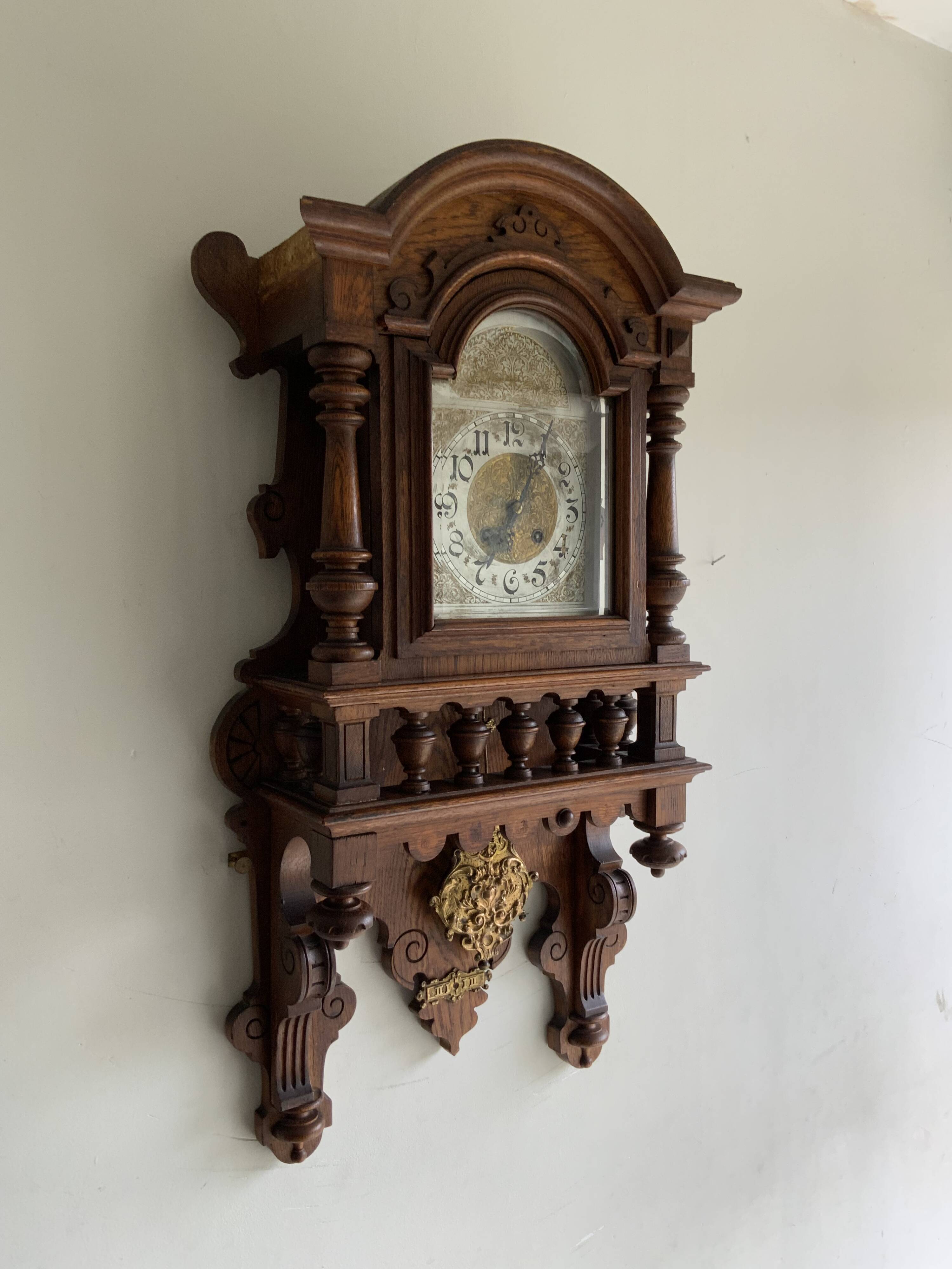 Antique Gustav Becker Freiburg Regulator Oak Case Clock, Germany, 1900s
