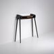 1950s Italian Black Lacquered Wood Console with Brass Drawer Front