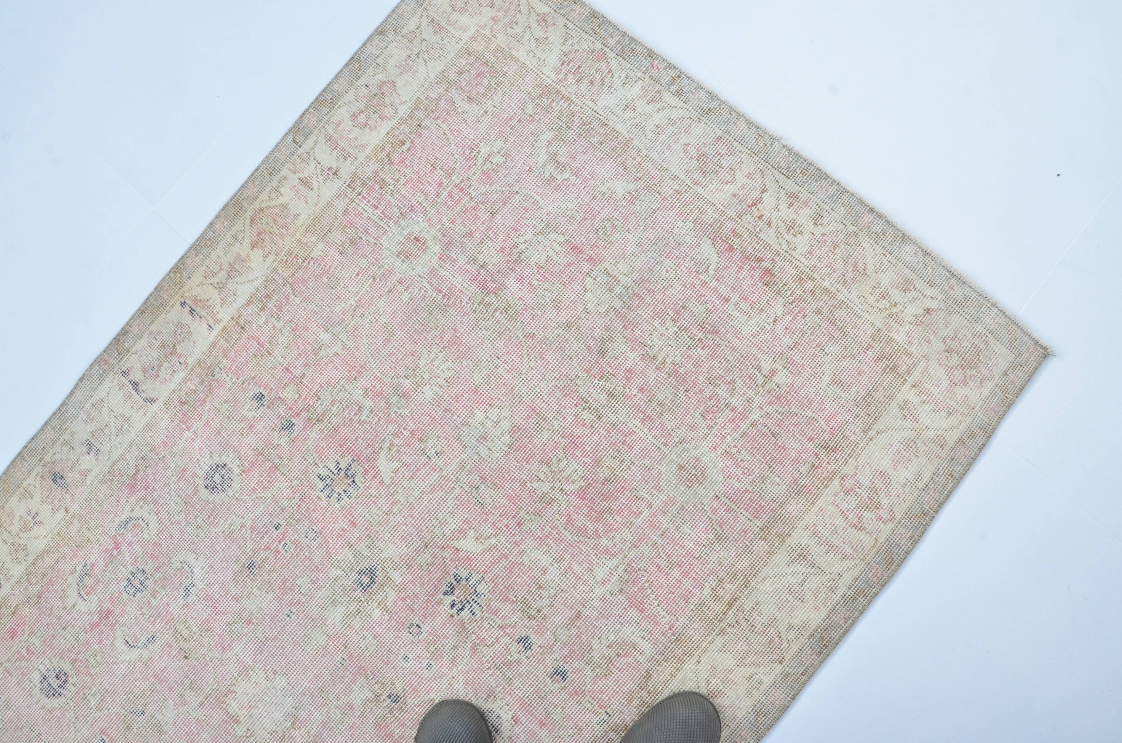 Tapis floral turc beige et rose sku 3221