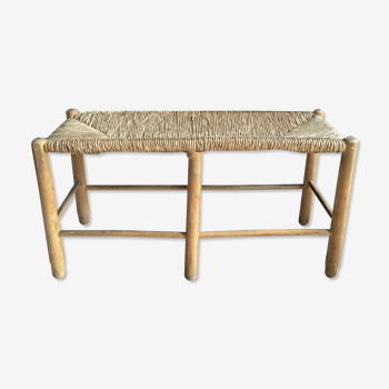 Wooden and straw bench