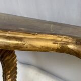 Wooden wall console and antique gilded stucco