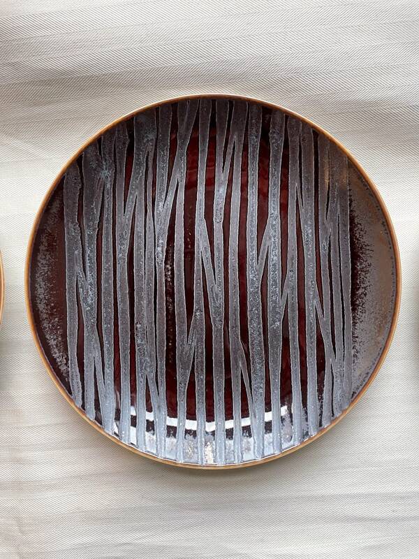 5 bread plates 16 cm vintage chrome yellow