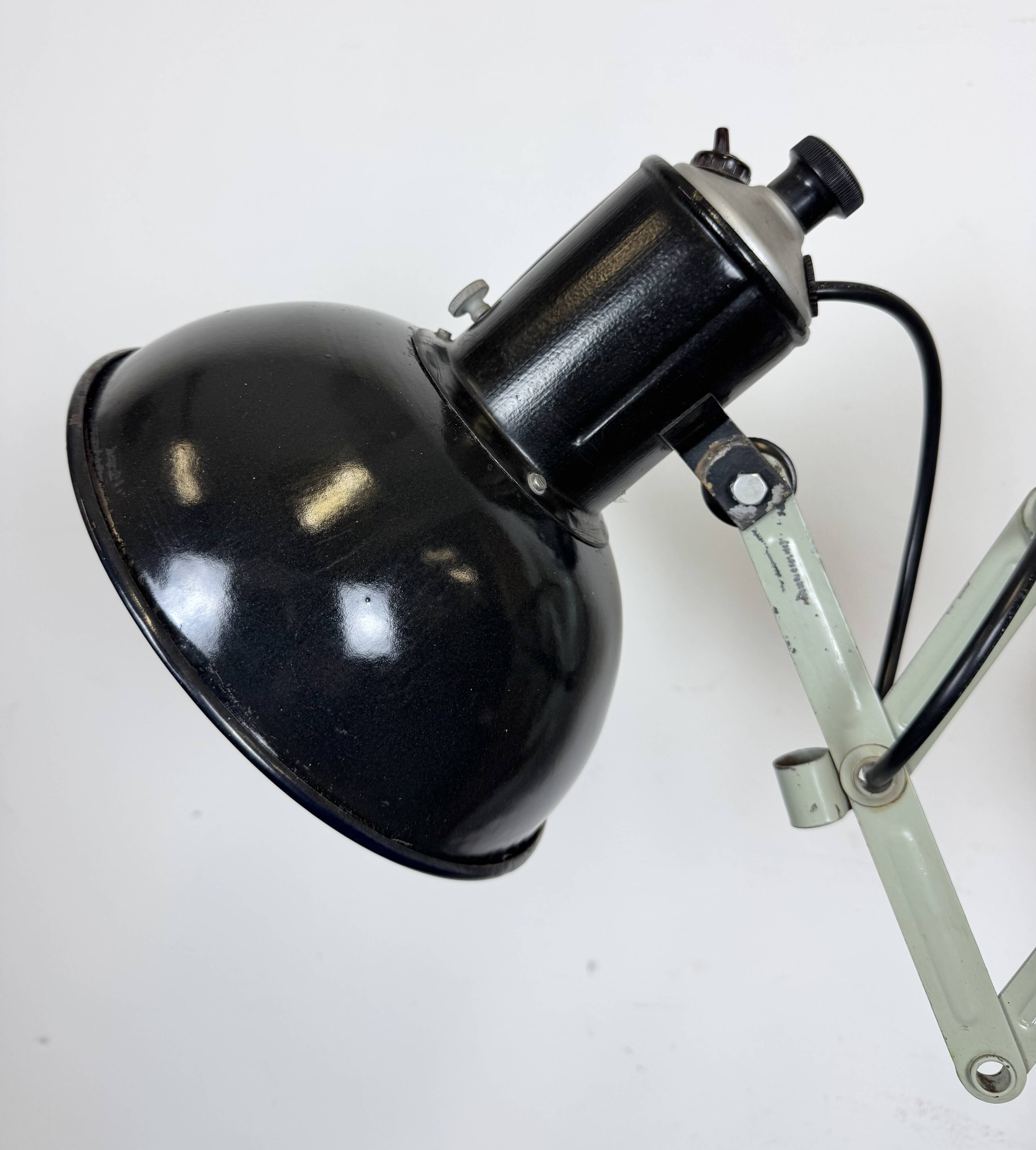 Industrial Black Enamel Scissor Wall Lamp, 1950s