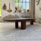 Table basse années 50 plateau bois exotique XXL