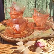Vintage vereco pink cups France six-serve