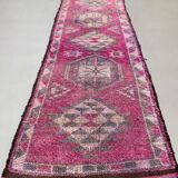 Vintage Turkish  Tribal Runner 355x90 cm veg dye wool rug tribal, handmade