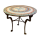 Mosaic garden table, gooseneck legs