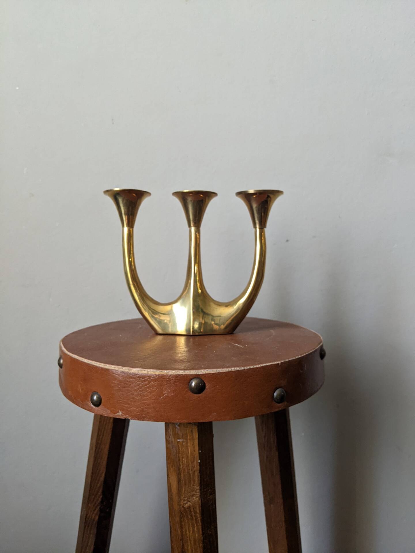 Three-branch brass candlestick Scandinavian country decoration