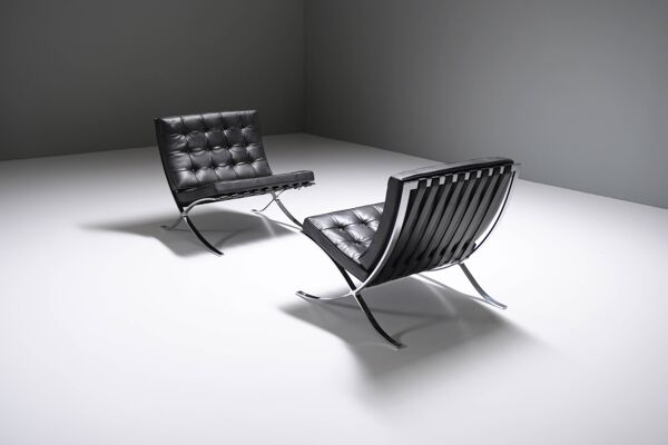 Ensemble vintage de chaises Barcelone - Ludwig Mies van der Rohe - Knoll International