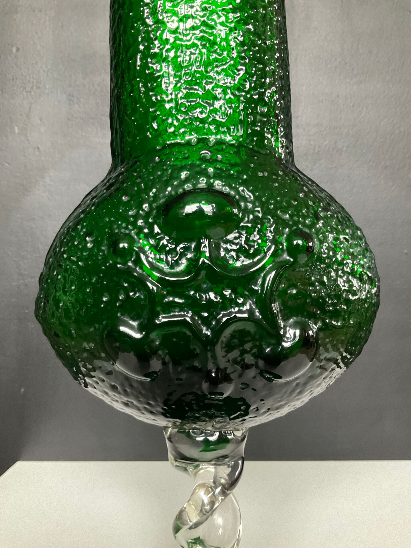 Vintage pressed glass vase from the 1970s.