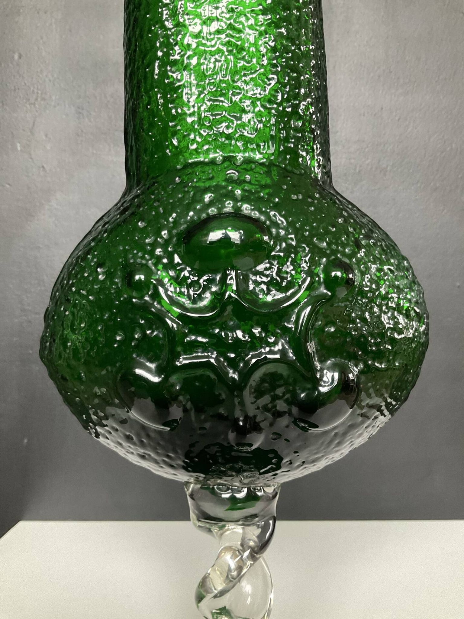 Vintage pressed glass vase from the 1970s.
