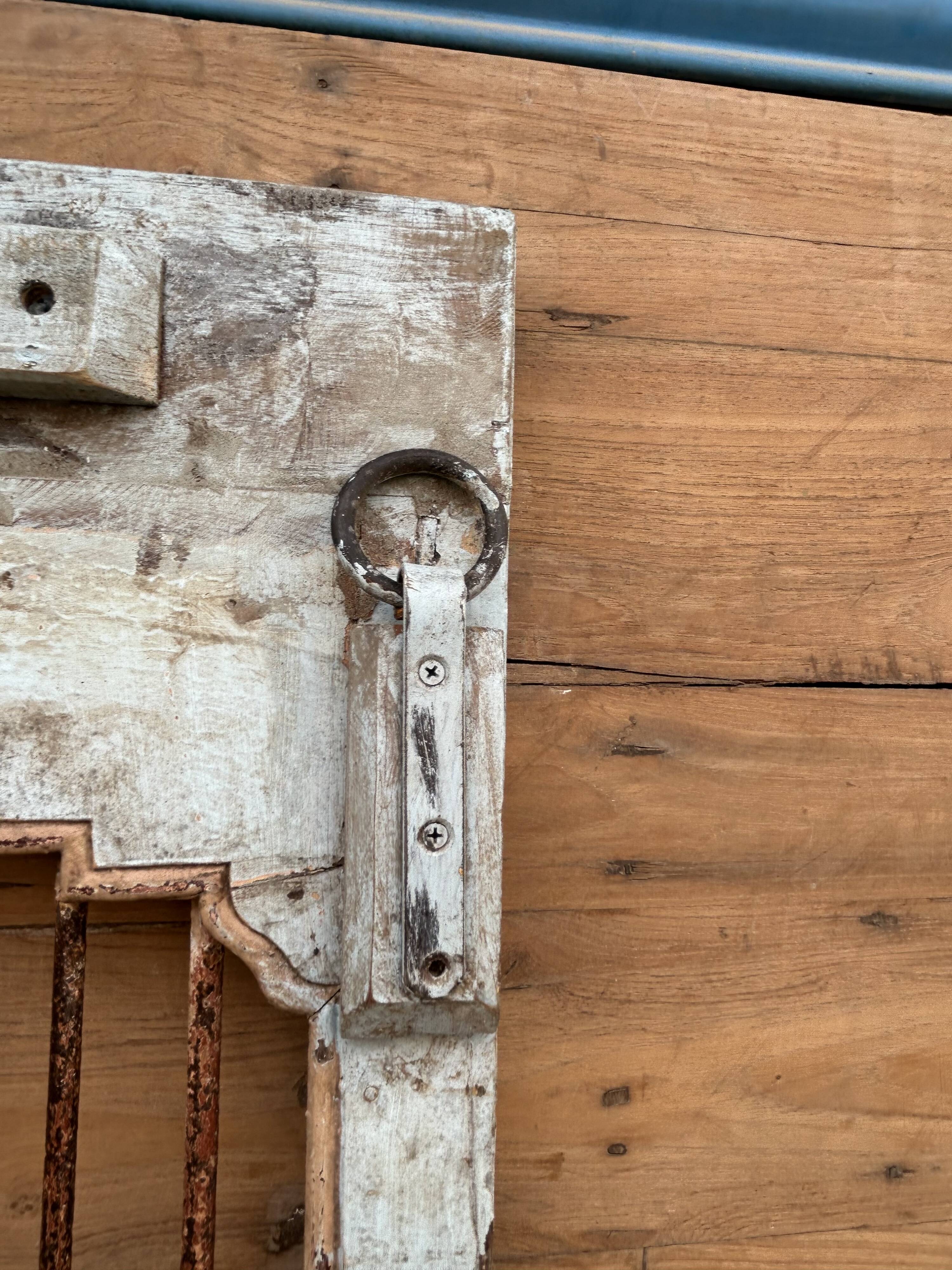 Art Deco patio door in Burmese teak with original patina.