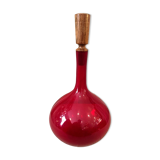 Bottle or onion red soliflore with vintage murano wooden cap