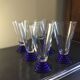 6 cobalt blue Art Deco footed glasses