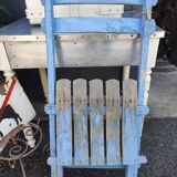 Vintage blue garden chair, wooden and folding
