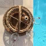 Vintage braided wicker basket-bar