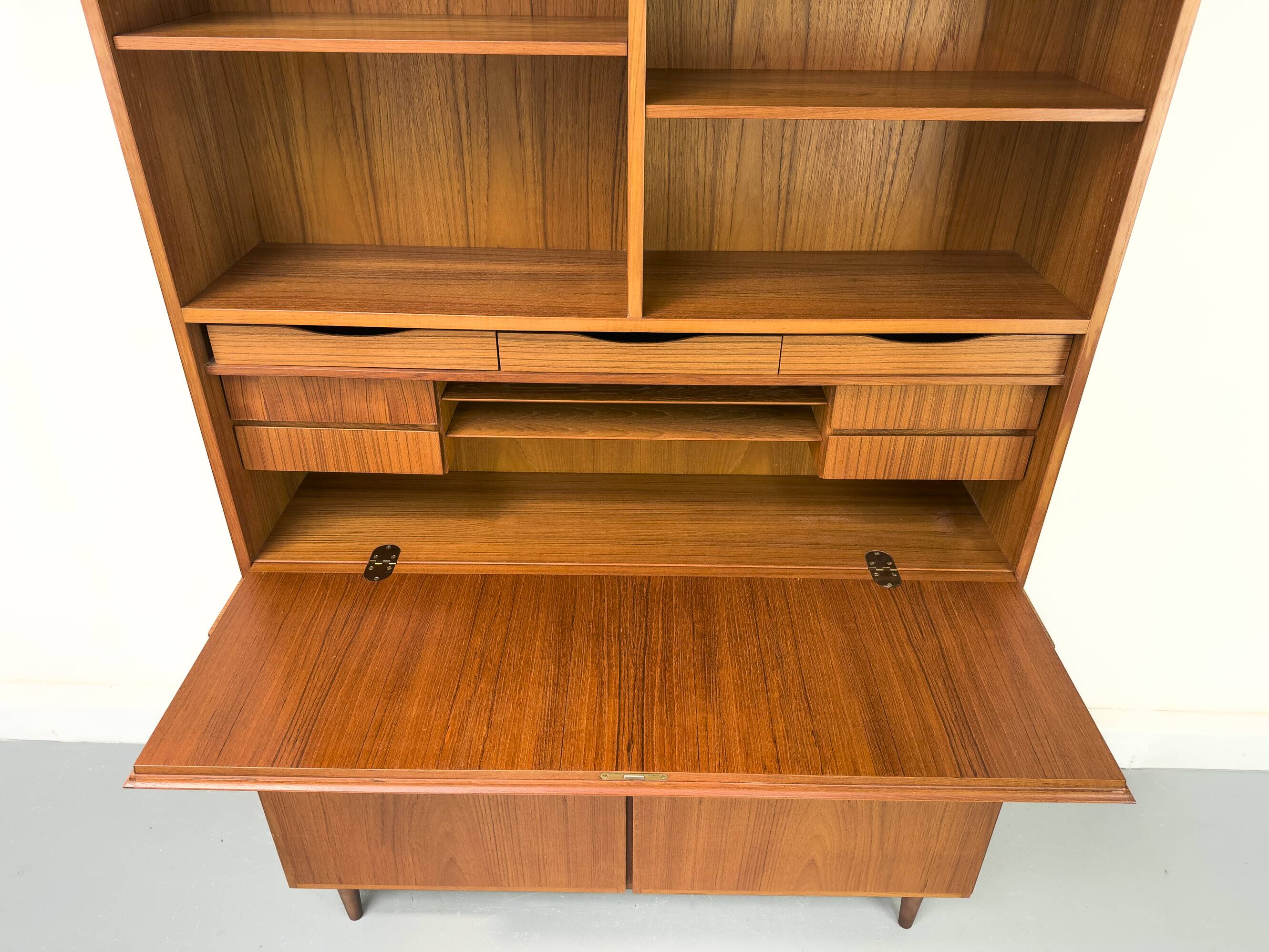 Vintage Teak Bookcase with Desk from Omann Jun, 1960s