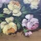Old still life, old painting of flowers, bouquet of roses.