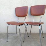Set of 2 kitchen chairs in imitation leather from the 60s and 70s