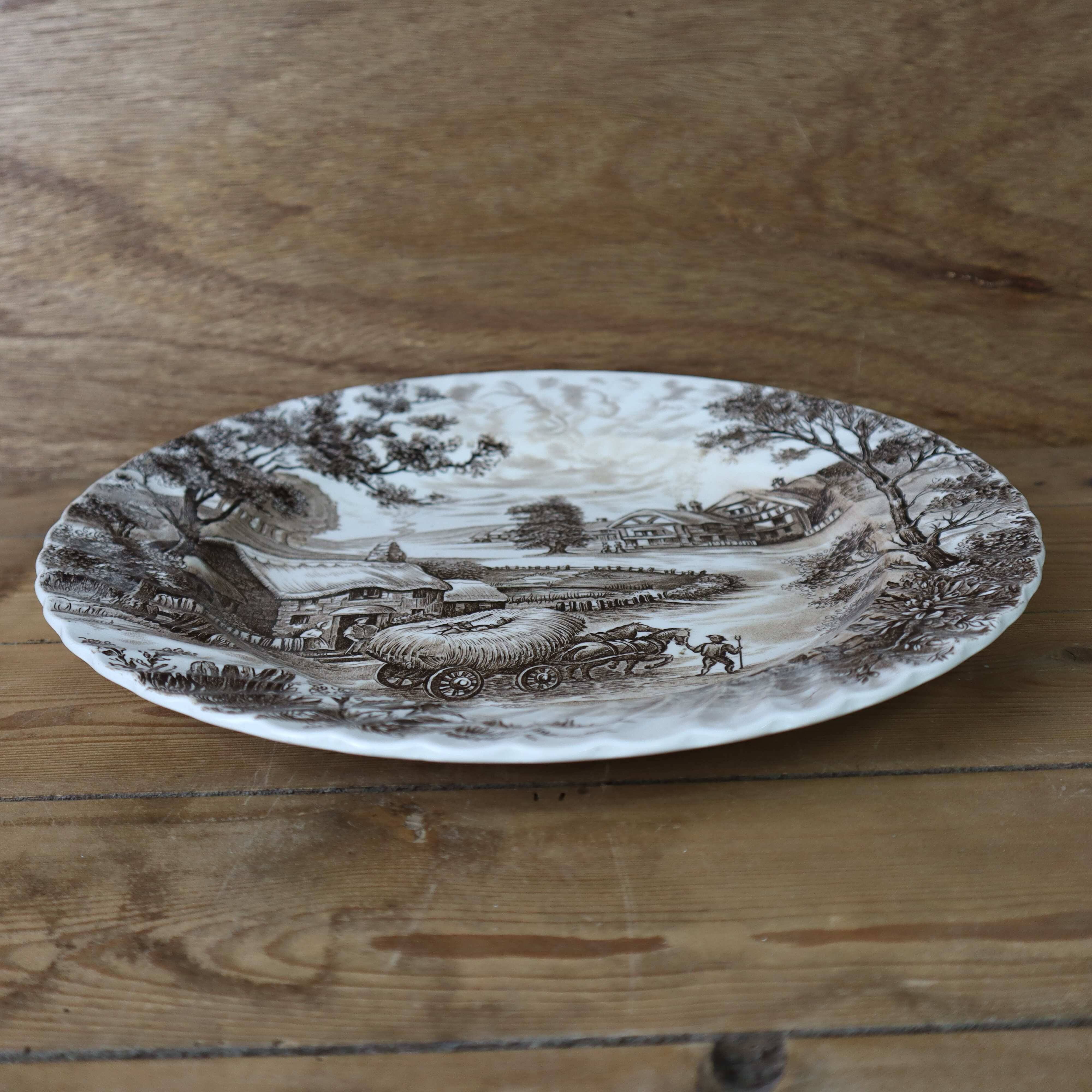 Vintage English Staffordshire 'HAYRIDE' Round Dish