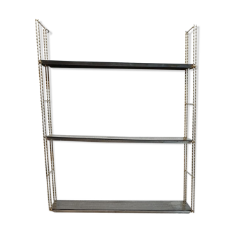String-style black wall shelf
