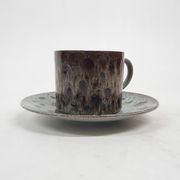 Ceremic lava cup in brown and turquoise, 1970's