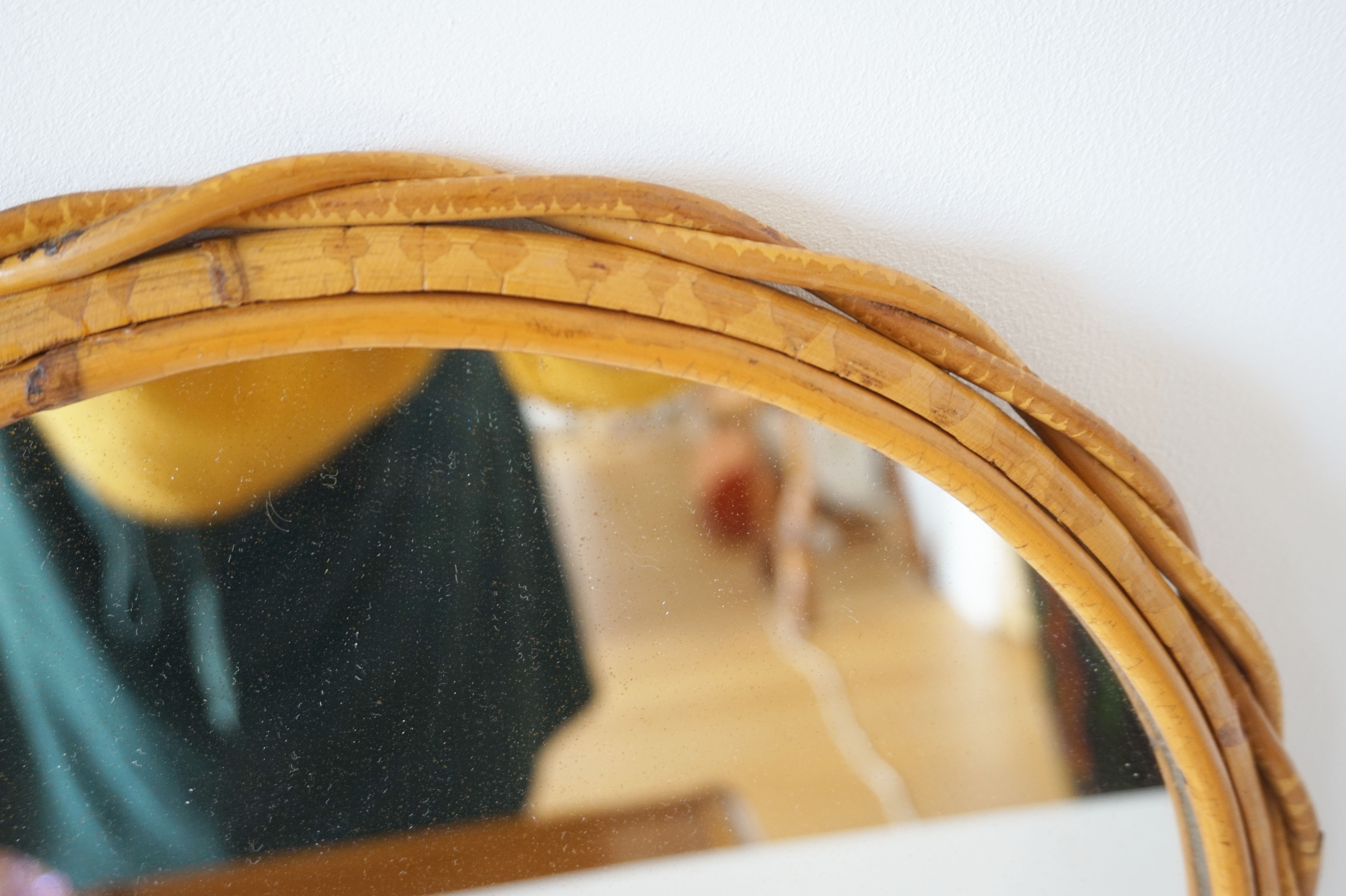 Vintage rattan sun mirror