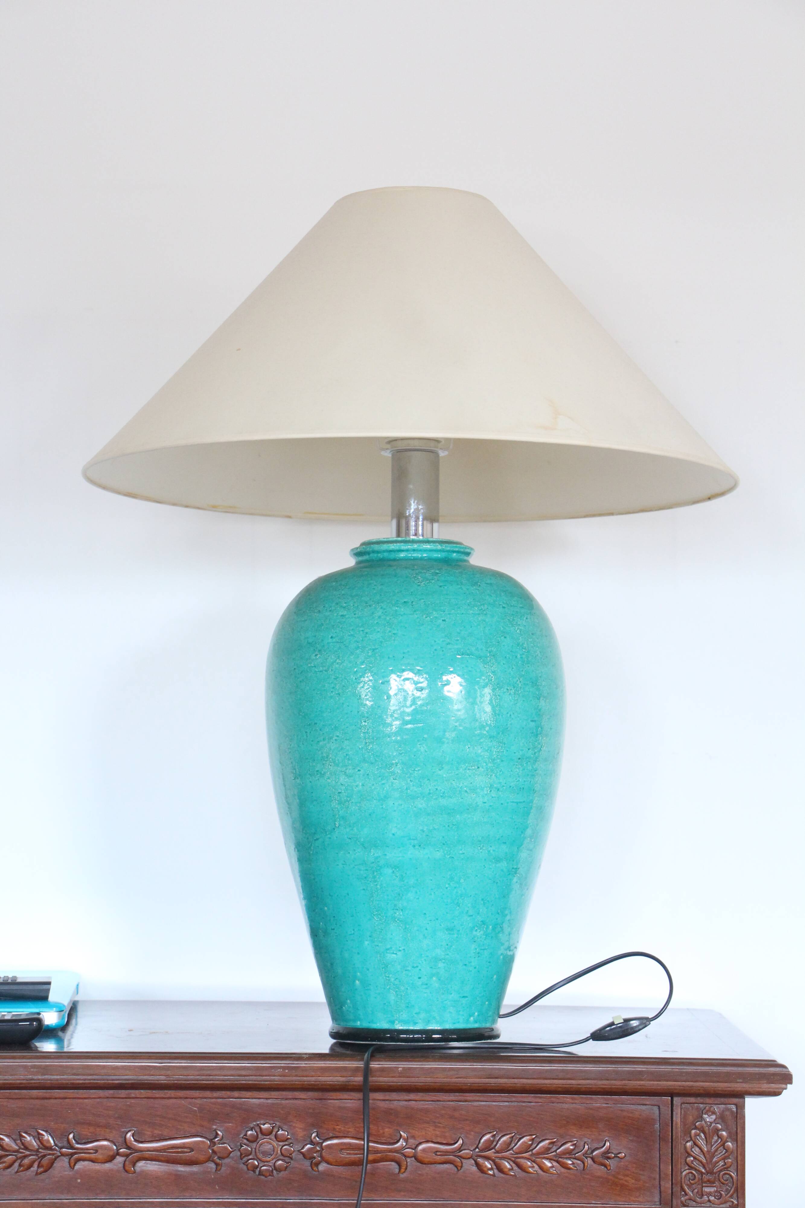 Lampe en céramique turquoise
