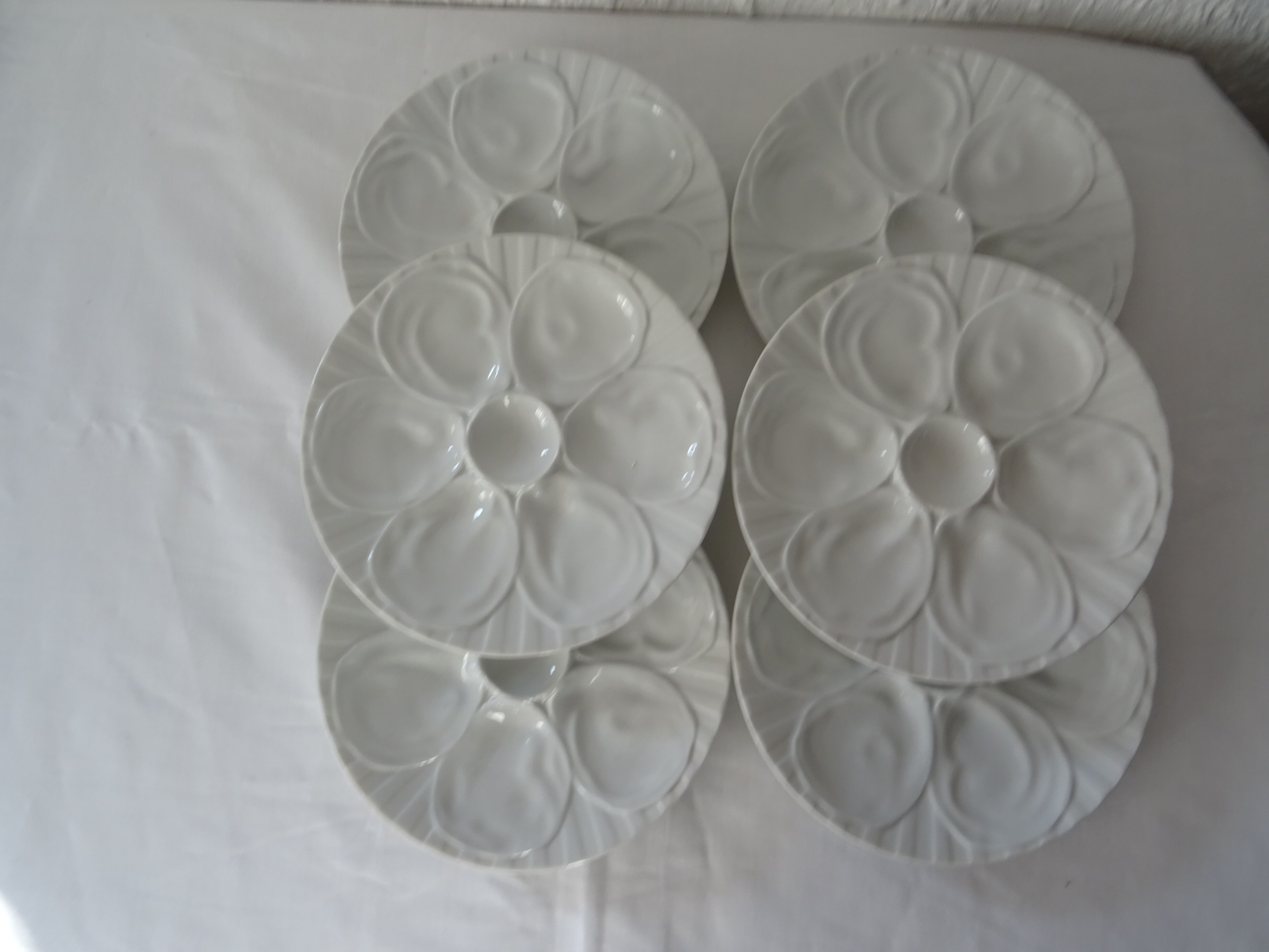 6 white oyster plates 470112 Charles Pillivuyt antique porcelain