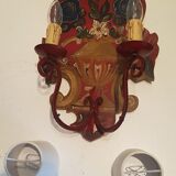 Pair of vintage wood painted mountain wall light