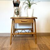 Side table in bamboo and rattan