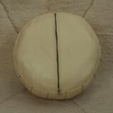 Moroccan pouf in cream leather
