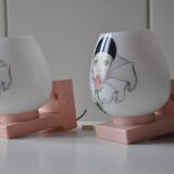 Pair of vintage wall lamps opaline child